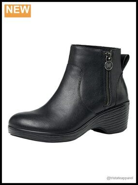 Leather Ankle Boots with Arch Support Slip-Resistant Wedge